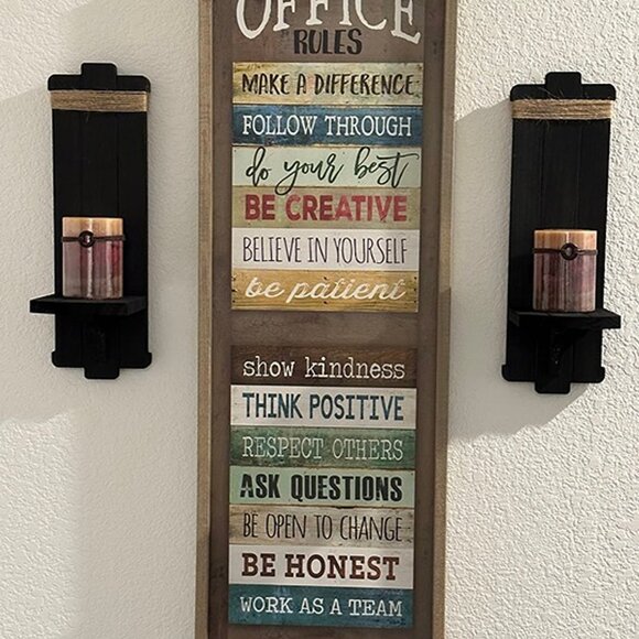 NEW 2Pcs Rustic Wall Hanging Candle Sconces- Farmhouse Wall Mounted Wooden - Picture 7 of 7